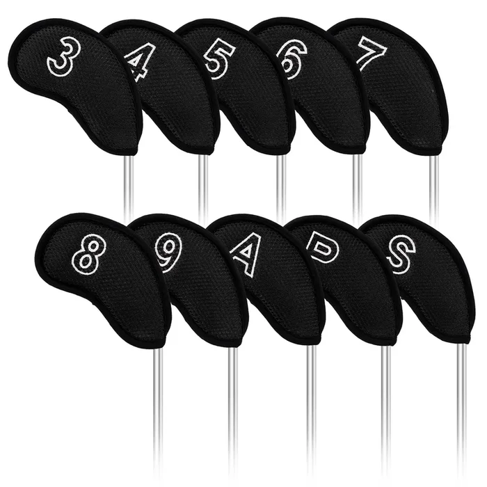 10 pcs/Set Black Meshy Golf Iron Head Covers