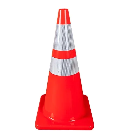 28″ Heavy Duty Orange Traffic Cone w/ 4″ and 6″ Reflective Collars