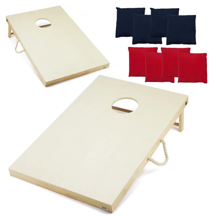 4′ x 2′ Regulation Size Solid Wood Cornhole Toss Game Set with 8 Bean Bags