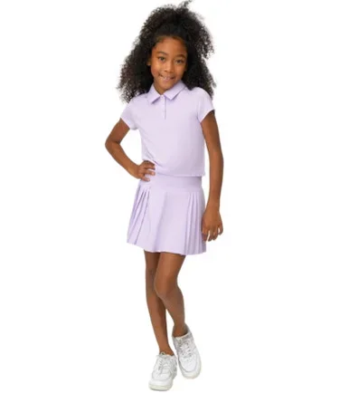 90 Degrees by Reflex Girls Golf Outfit with Pleated Skort Lilac