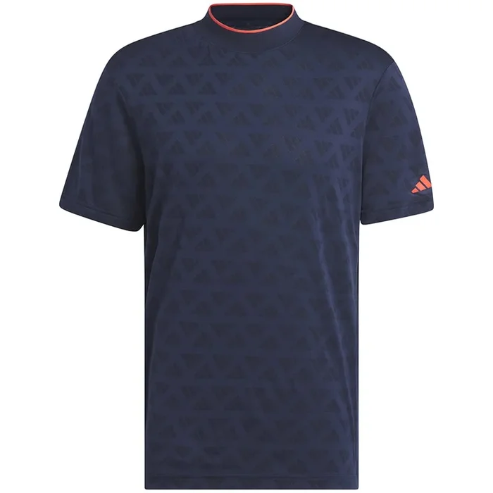 adidas Jacquard Mock Polo Shirt – Black/Collegiate Navy