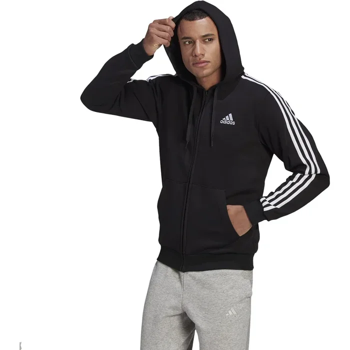 adidas Men’s 3-Stripe Fleece Full Zip Hoodie