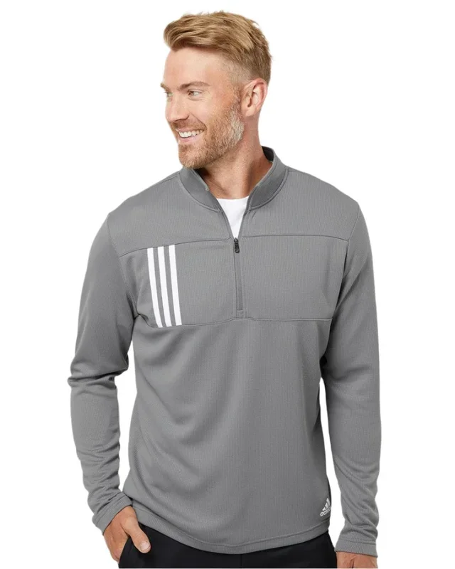 adidas Men’s 3-Stripes Double Knit Quarter-Zip Pullover