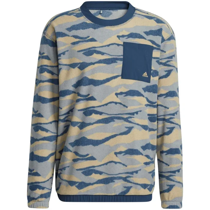 adidas Texture Print Crew Neck Sweatshirt – Hemp/Crew Navy/Grey Three