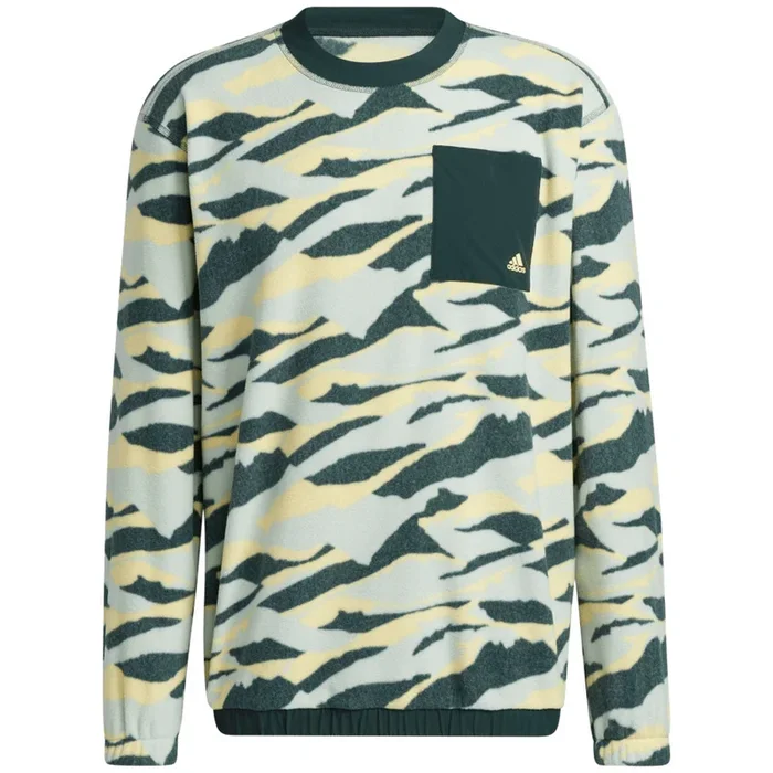 adidas Texture Print Crew Neck Sweatshirt – Linen Green/Shadow Green/Almost Yellow
