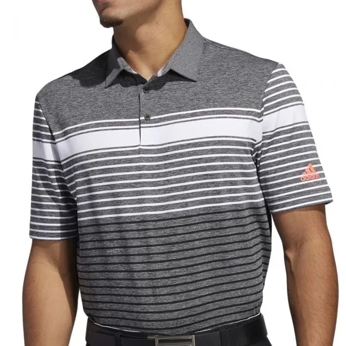 adidas Ultimate365 Engineered Heathered Polo Shirt – White/Black/Black Melange