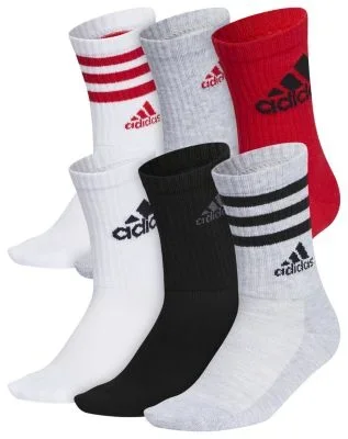 adidas Youth Cushioned Mixed 6-Pack Crew Socks