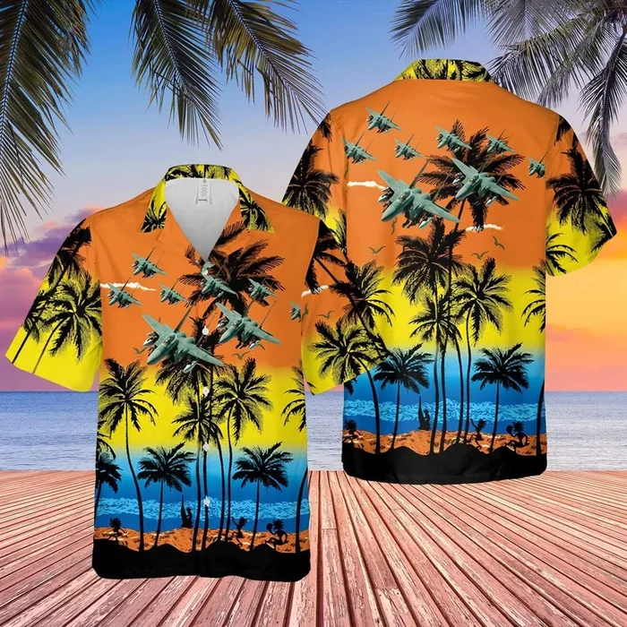 Air Force Mcdonnell Douglas Eagle Sunset Aloha Hawaiian Shirts- For men and women – Fanshubus – Fanshubus.com
