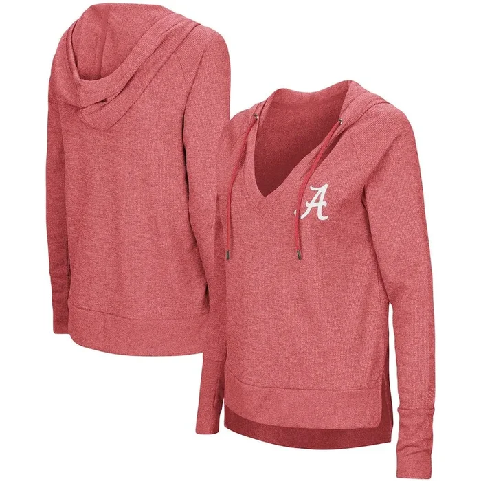 Alabama Crimson Tide Colosseum Women’s Never Doubt V-Neck Hooded Thermal T-Shirt – Crimson