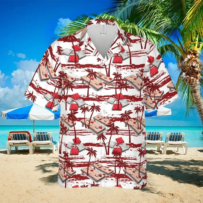 Amazing Cornhole Red Palm Tree Unisex Hawaiian Shirts – Fanshubus – Fanshubus.com