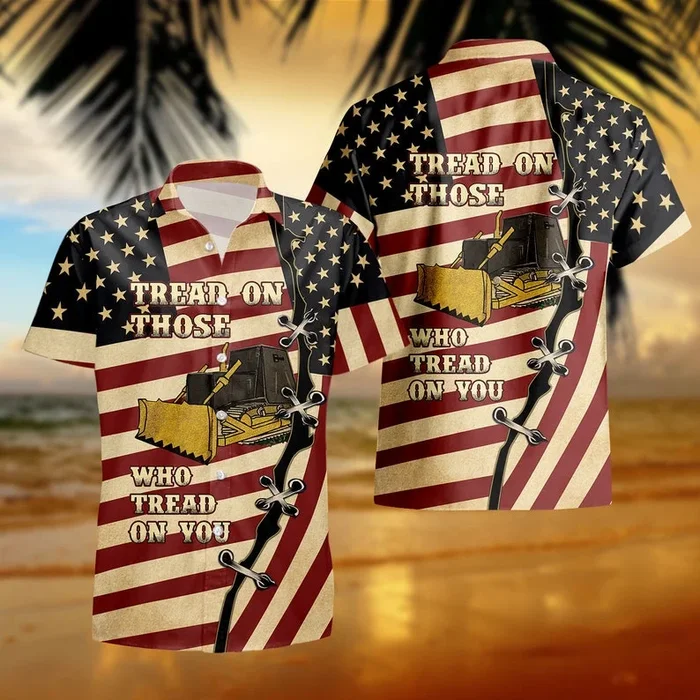 America Flag Hawaii, Tread On Those Tread On You America Flag Aloha Hawaiian Shirt – Fanshubus.com