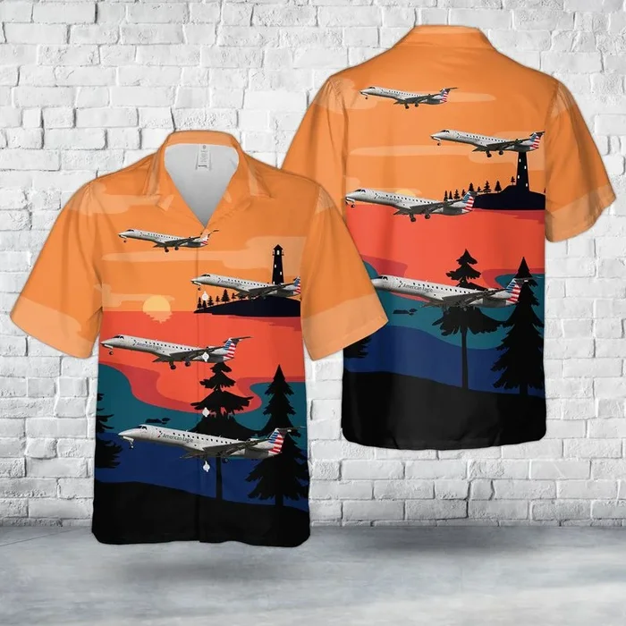 American Eagle (Piedmont Airlines) Embraer ERJ-145LR (EMB-145LR) Hawaiian Shirt – Fanshubus.com