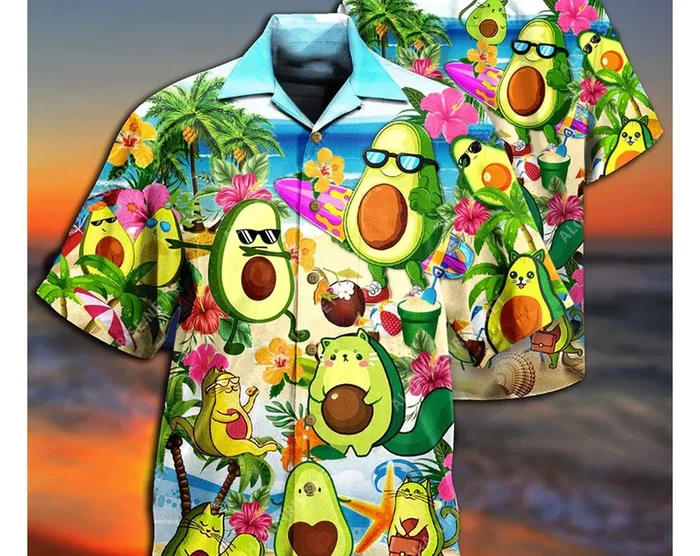 Avocado Chilling By The Beach Hawaiian Shirt, Tropical Beach Shirt Button Down Shirt , Gift For Family, Hawaiian Set Gift,Hawaii Shirt Party – Fanshubus.com