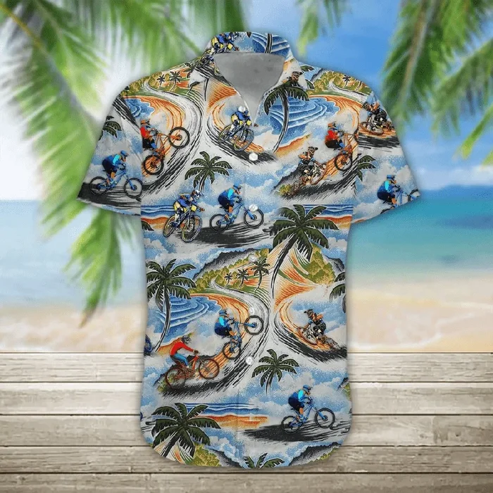 Awesome Bicycle On Summer Unisex Hawaiian Shirts- For men and women – Fanshubus – Fanshubus.com