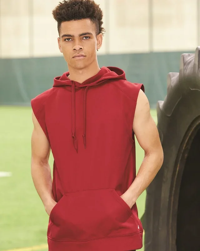 Badger Men’s Performance Fleece Sleeveless Hooded Sweatshirt