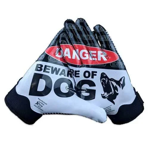 Battle “Beware of the Dog” Youth Football Gloves