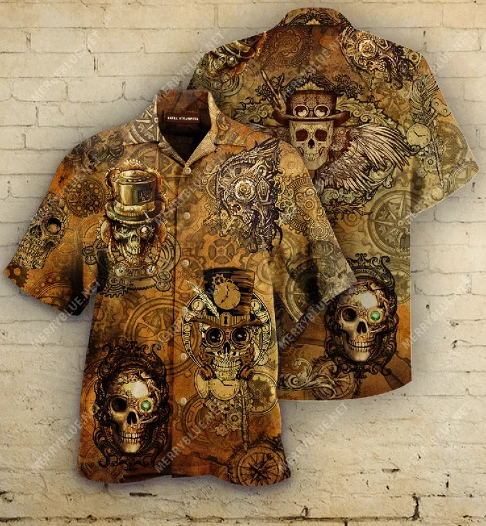 Beach Shirt Buy Skull Steampunk Hawaiian Shirt . – Fanshubus.com