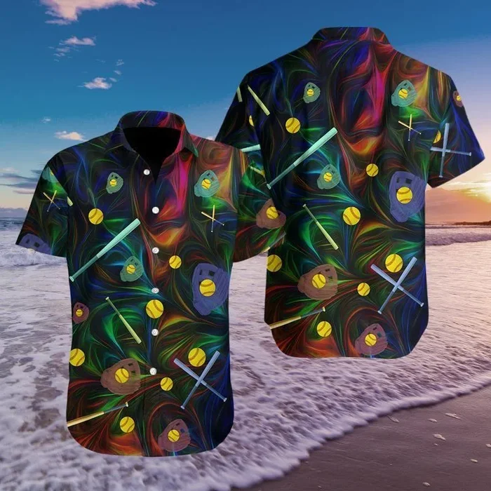 Beach Shirt Get Here Softball Colorful Light Hawaiian Aloha Shirts- For men and women – Fanshubus – Fanshubus.com