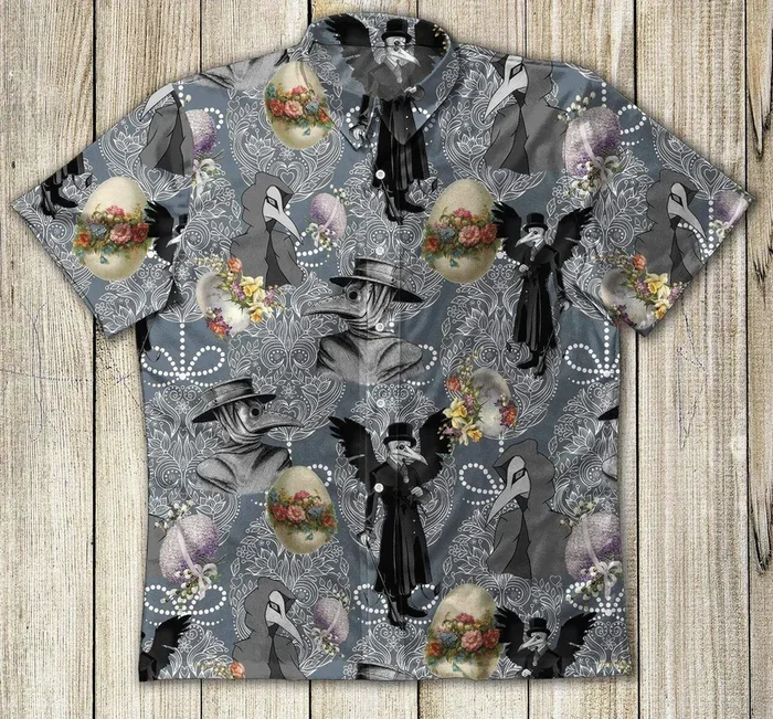 Beach Shirt Happy Easter Plague Doctor Vintage Hawaiian Aloha Shirts- For men and women – Fanshubus – Fanshubus.com