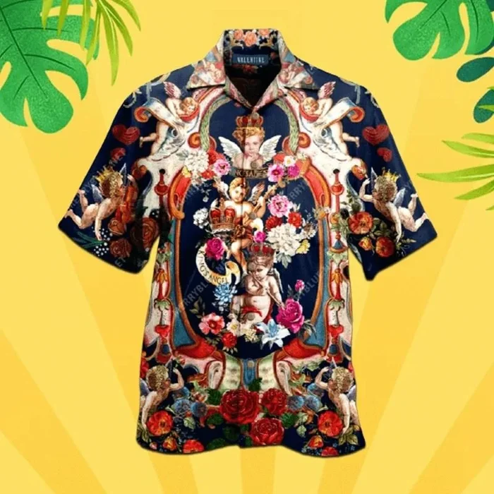 Beach Shirt Loely King AngelShirt With RoShirte Hawaiian UniShirtex Aloha Shirt- For men and women – Fanshubus – Fanshubus.com