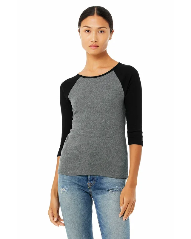 BELLA + CANVAS Ladies’ Baby Rib 3/4-Sleeve Contrast Raglan T-Shirt