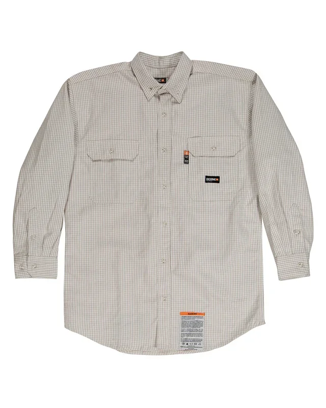 Berne Men’s Tall Flame-Resistant Down Plaid Work Shirt