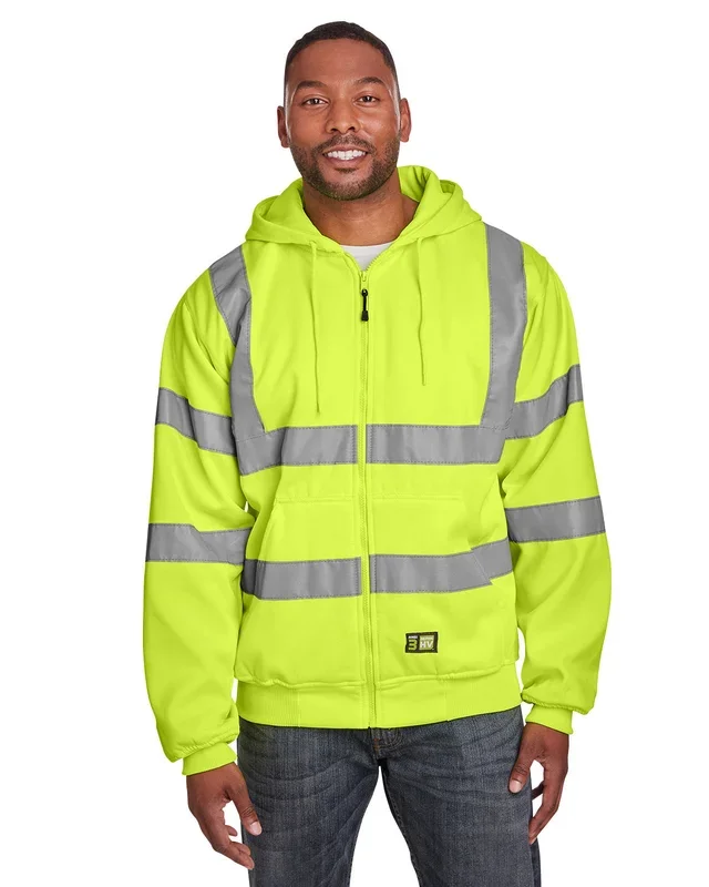 Berne Men’s Tall Hi-Vis Class 3 Lined Full-Zip Hooded Sweatshirt