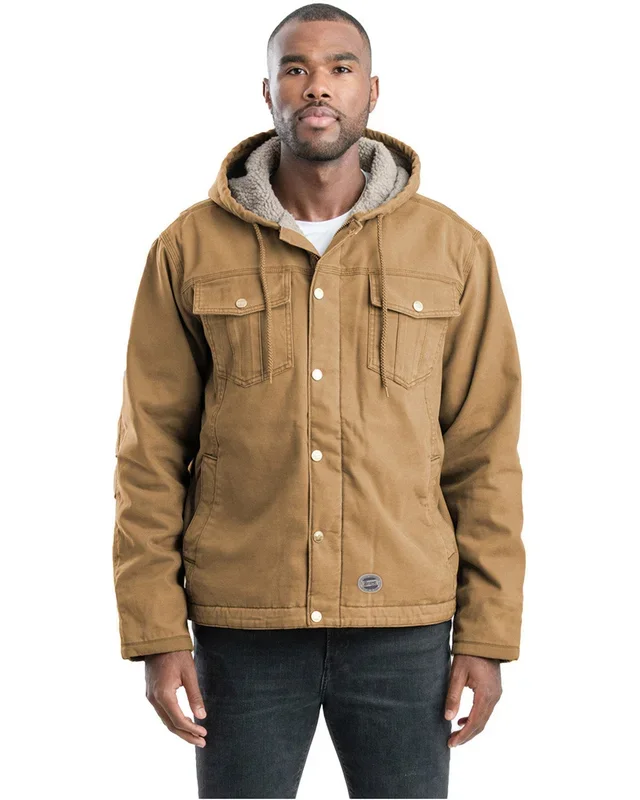 Berne Men’s Vintage Washed Sherpa-Lined Hooded Jacket