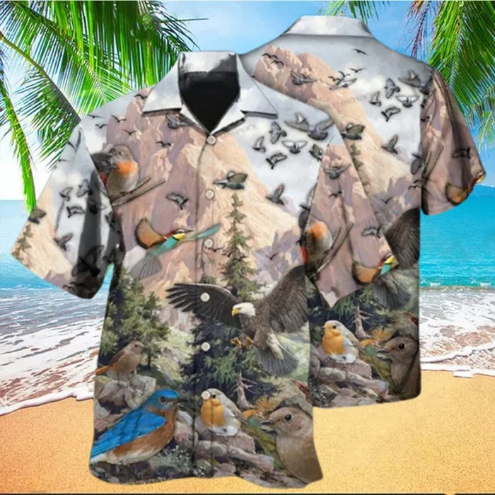 Birds On Mountain Hawaiian Shirt – Fanshubus – Fanshubus.com