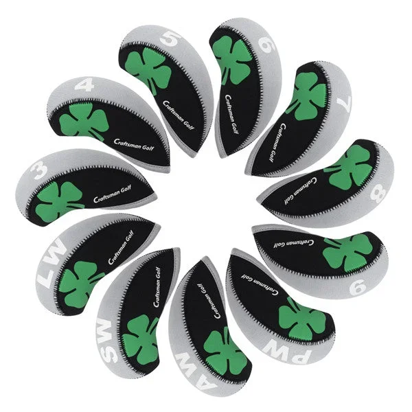 Black&Grey Clover Neoprene Iron Head Cover Set