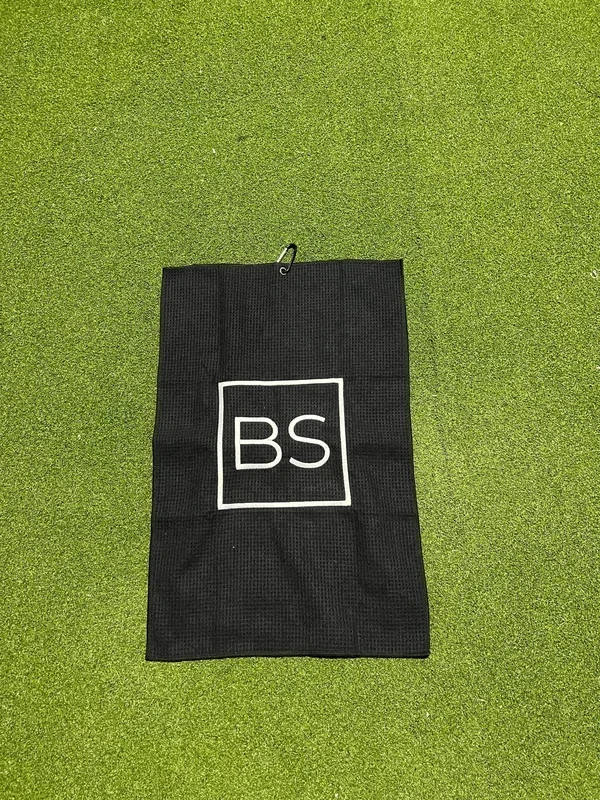 Black Square Golf Logo Microfiber Waffle Bag Towel