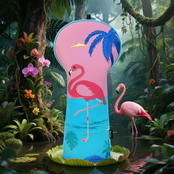 Blue PU Flamingo Driver Golf Headcover