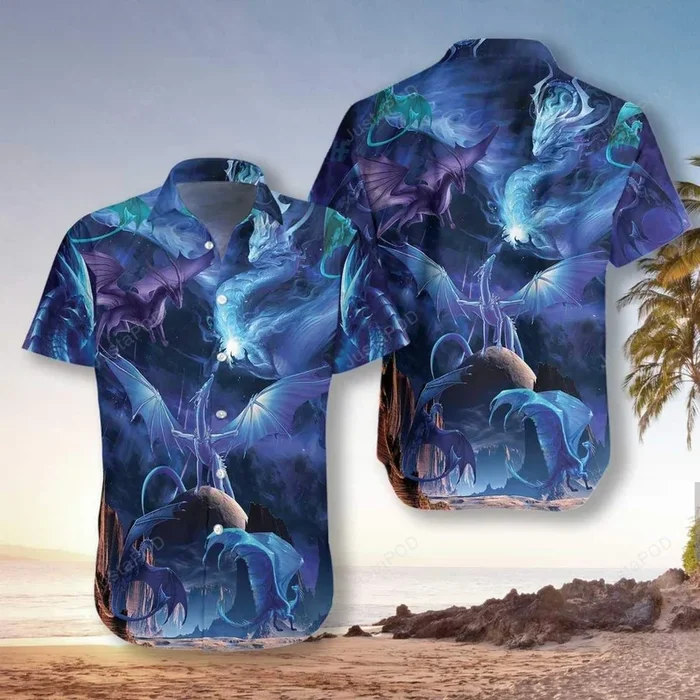 Blue UnierShirte Dragon Hawaiian Shirt | UniShirtex | Adult |- For men and women – Fanshubus – Fanshubus.com