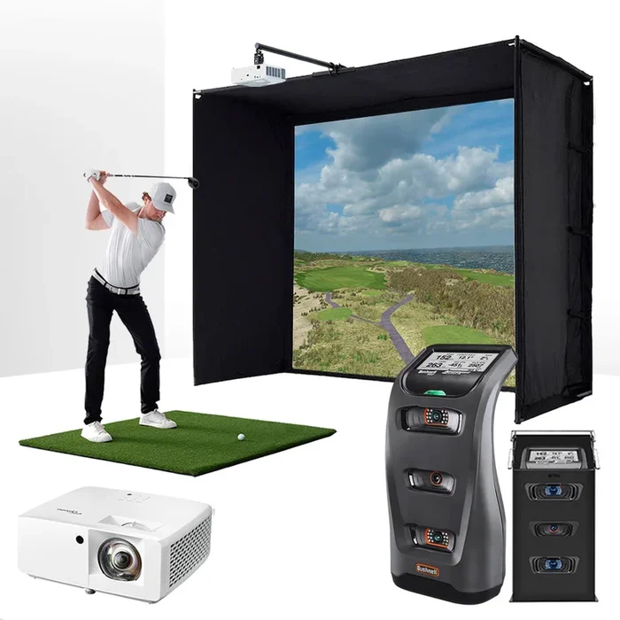 Bushnell Launch Pro with PlayBetter SimStudio™ BYO (Build Your Own) Package – Custom Home Golf Simulator Studio Builder with Impact Screen, Enclosure, Optional Mats, Projector & More