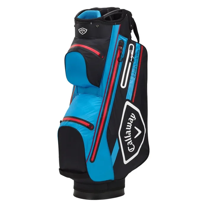 Callaway Chev Dry 14 Waterproof Cart Bag – Black/Cyan/Red