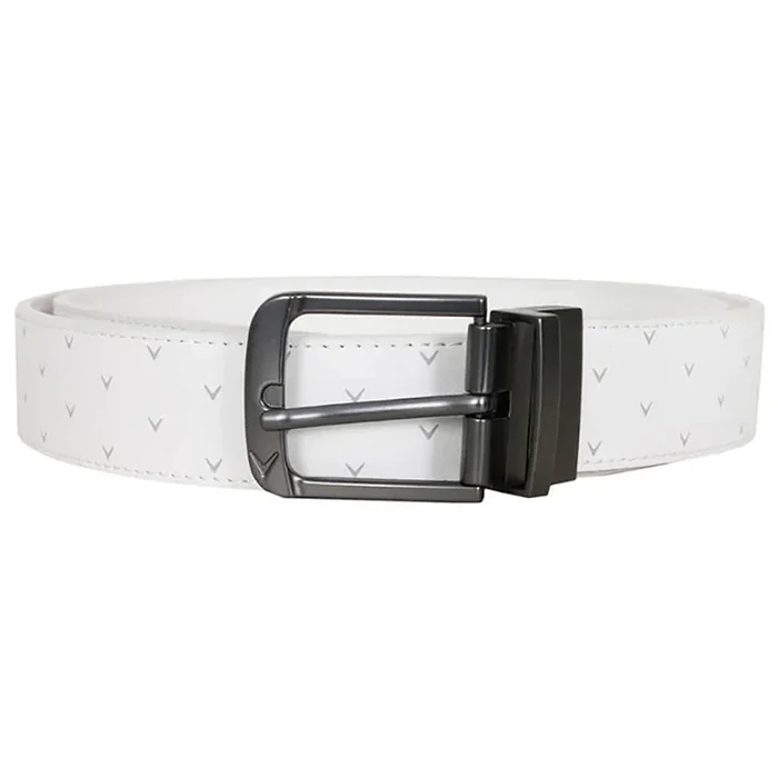 Callaway Chev Print Leather Belt – Bright White