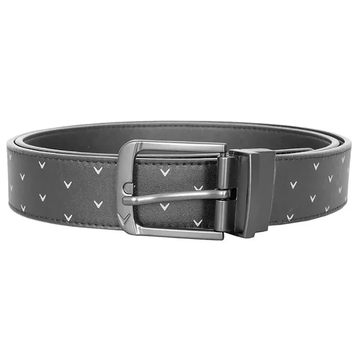 Callaway Chev Print Leather Belt – Grey