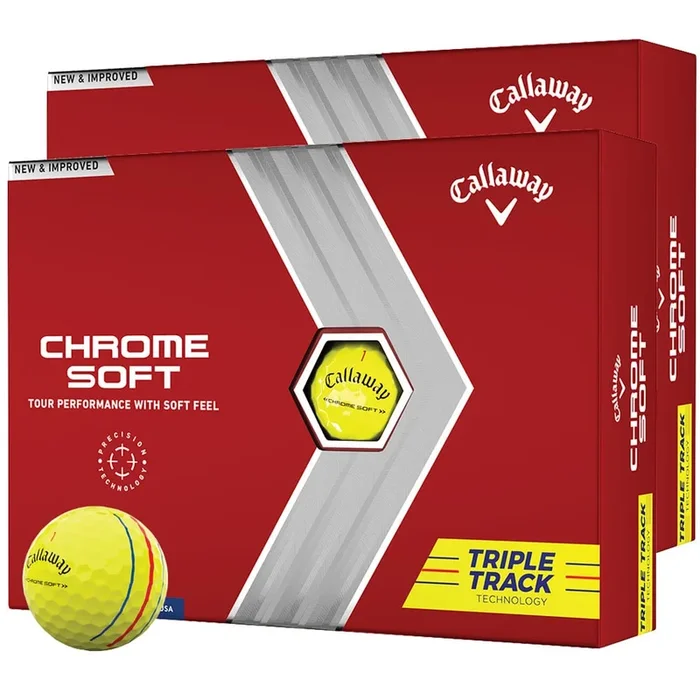 Callaway Chrome Soft Triple Track Golf Balls – Yellow – Double Dozen