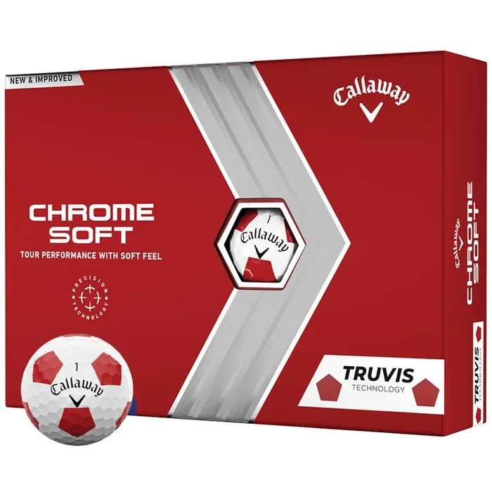 Callaway Chrome Soft Truvis Golf Balls – Red – 12 Pack