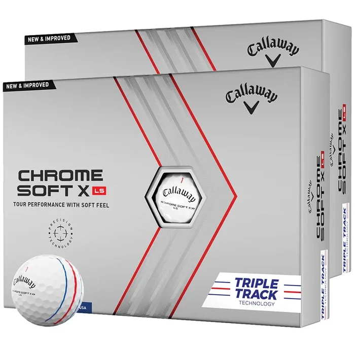Callaway Chrome Soft X LS Triple Track Golf Balls – White – Double Dozen