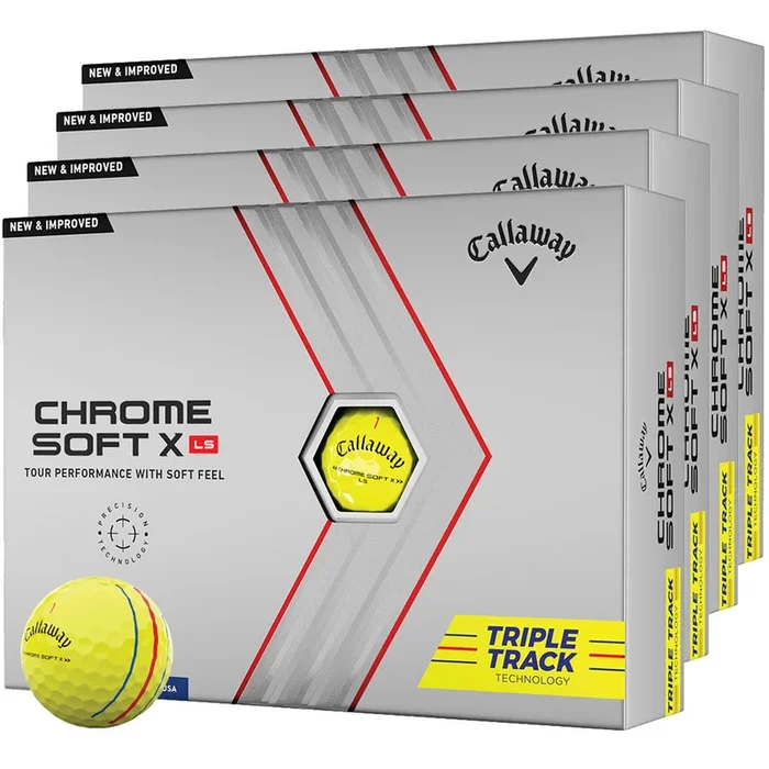 Callaway Chrome Soft X LS Triple Track Golf Balls – Yellow – 4 for 3 (48 Pack)