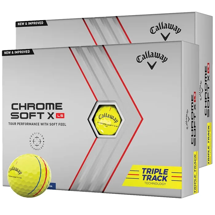 Callaway Chrome Soft X LS Triple Track Golf Balls – Yellow – Double Dozen