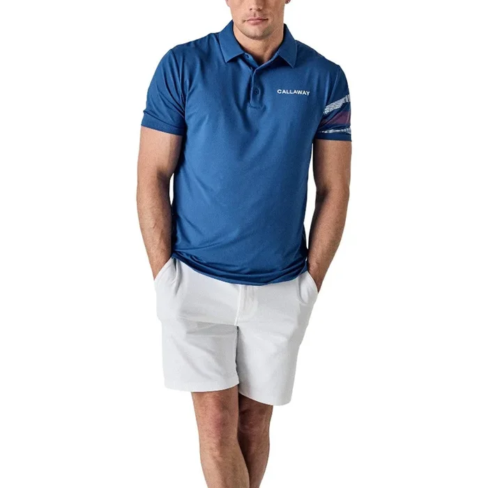 Callaway Legacy Collection Triple Track Sleeve Block Golf Polo Galaxy Blue – SP25 Men