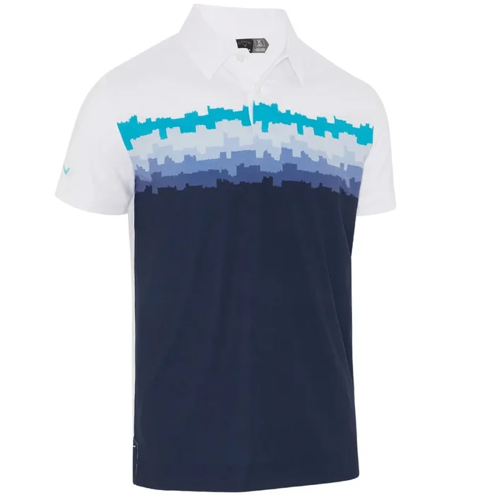 Callaway Skyline Block Print Polo Shirt – Bright White