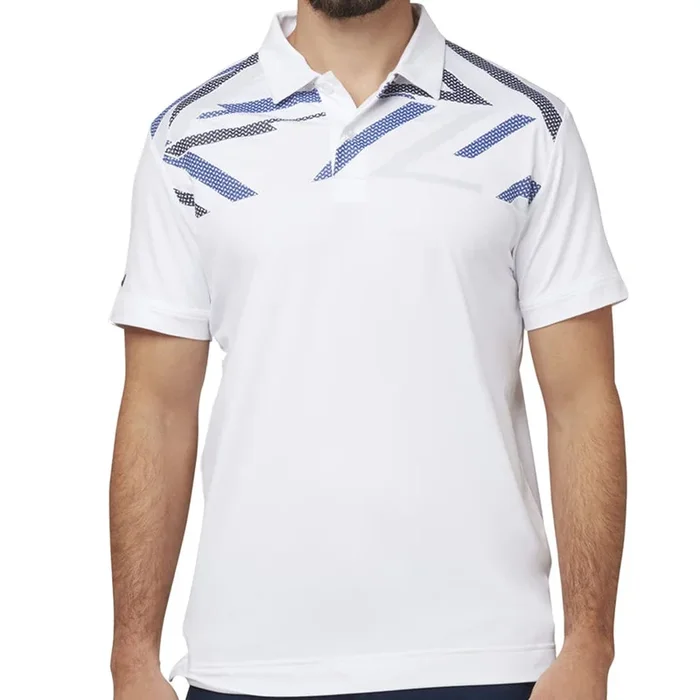 Callaway Street Mural Textured Print Polo Shirt – Bright White