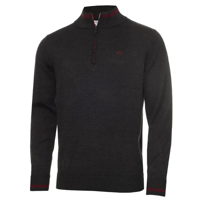 Calvin Klein Monaco Sweater – Charcoal Marl/Red