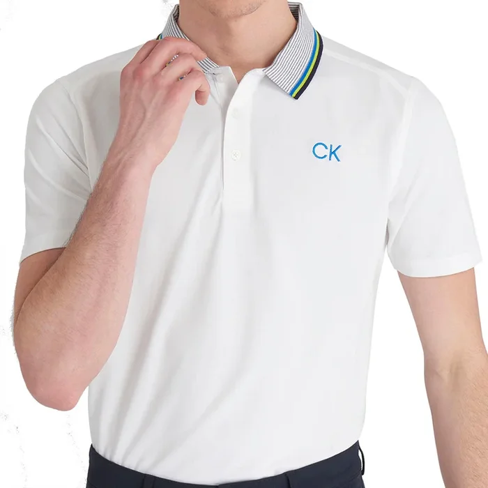 Calvin Klein Monterey Polo Shirt – White/Ocean Blue