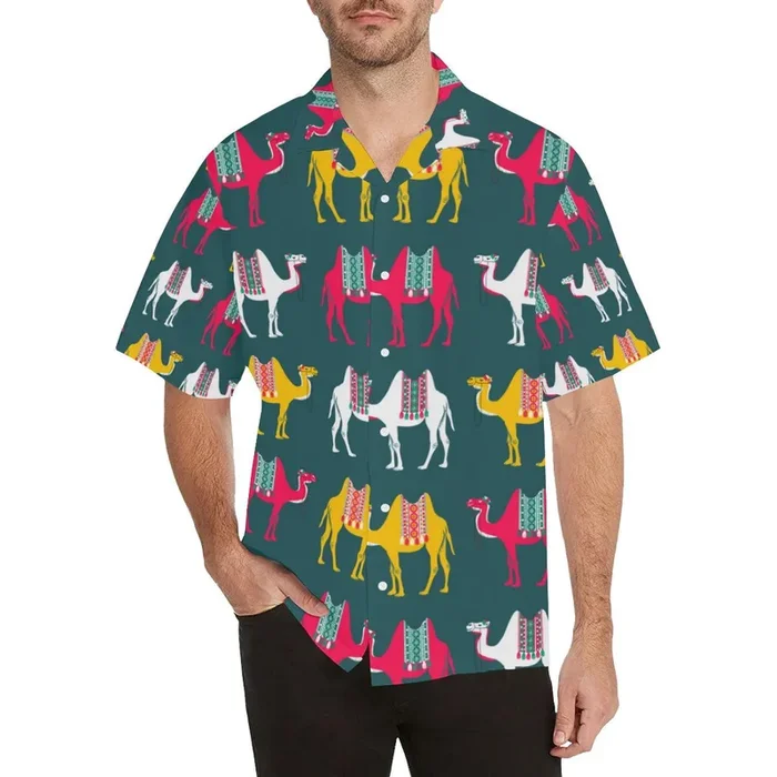 Camel pattern Men’s All Over Print Hawaiian Shirt – For Men and Women – Fanshubus – Fanshubus.com
