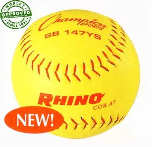 Champion Sports 11″ Synthetic Yellow Red Stitch Softballs (Dozen)