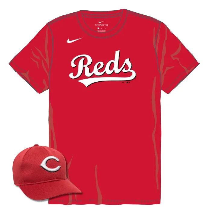 Cincinnati Reds Youth Nike Jersey & Outdoor Cap MLB-350 Hat Bundle